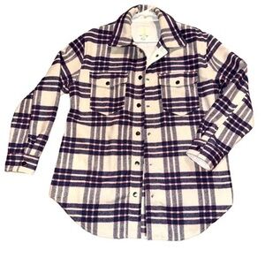 Joie Casual Purple and White Plaid Shirt small